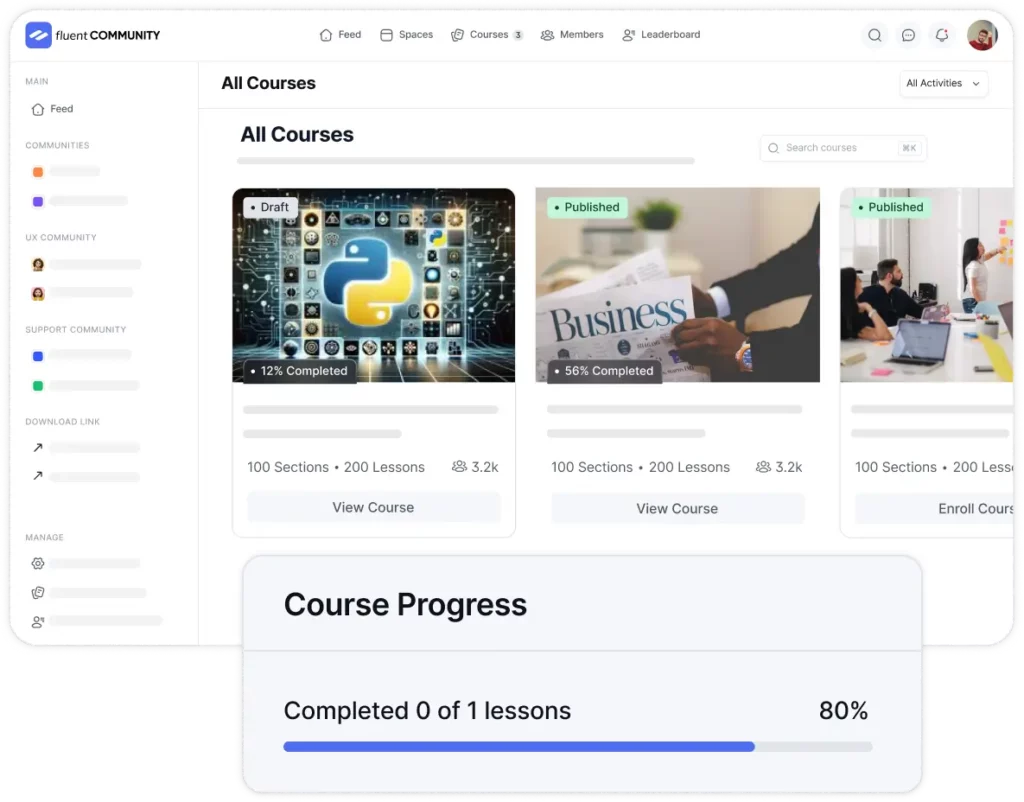 Create and manage your own course using FluentCommunity