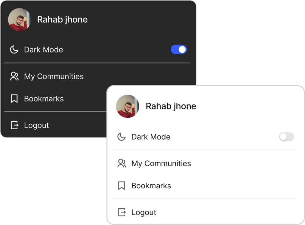 FluentCommunity dark mode light mode