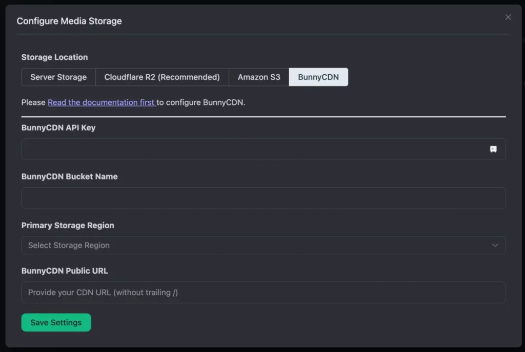 Bunnynet media storage of fluentCommunity