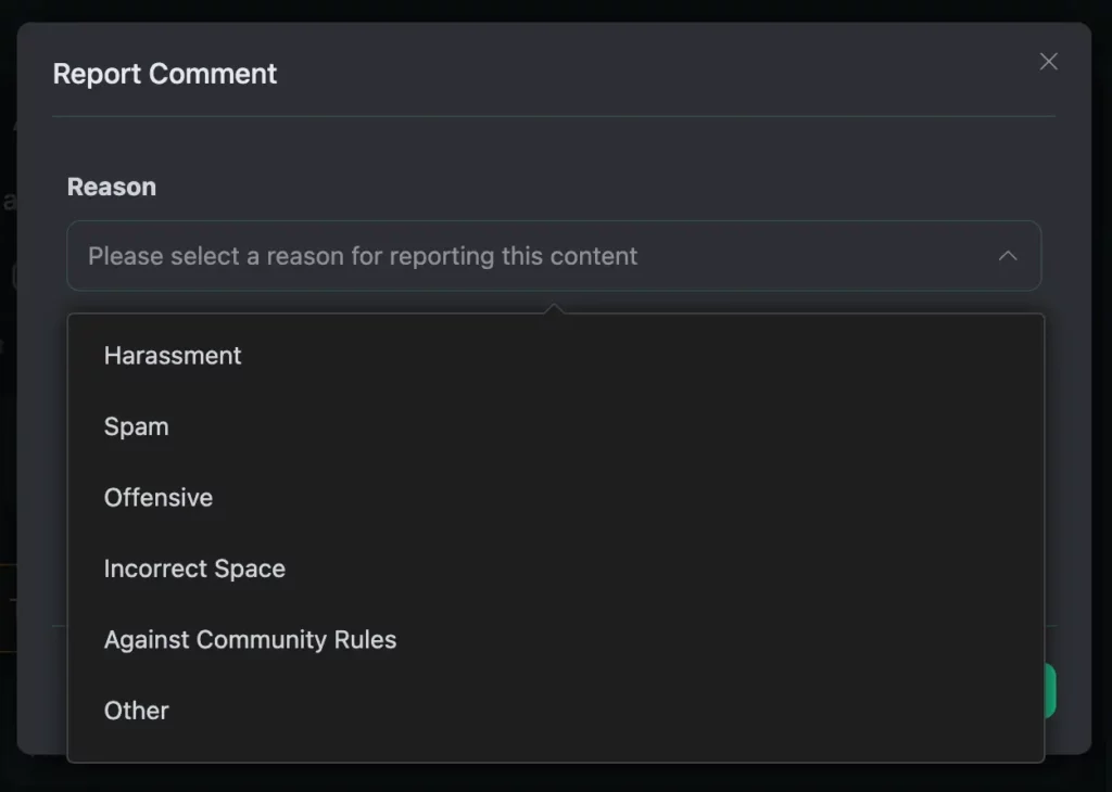 Report comment dropdown