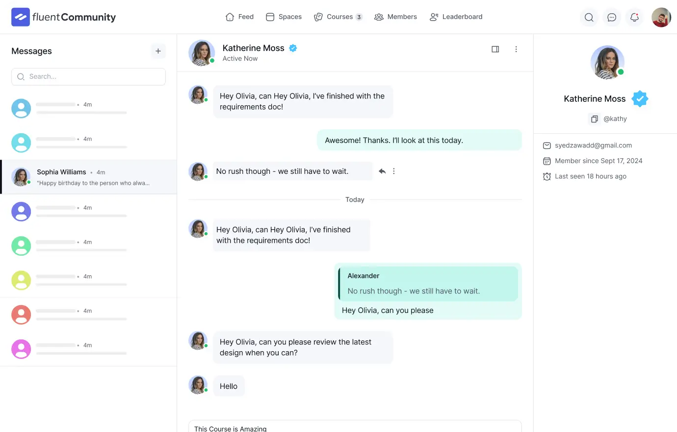 FluentCommunity Message