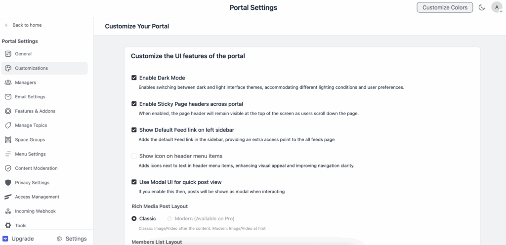 fluentcommunity, portal settings, patreon alternative for 2025