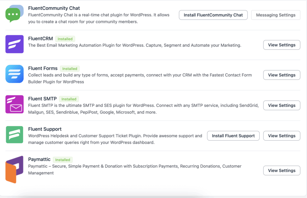 fluentcommunity integrations, wordpress, fansite