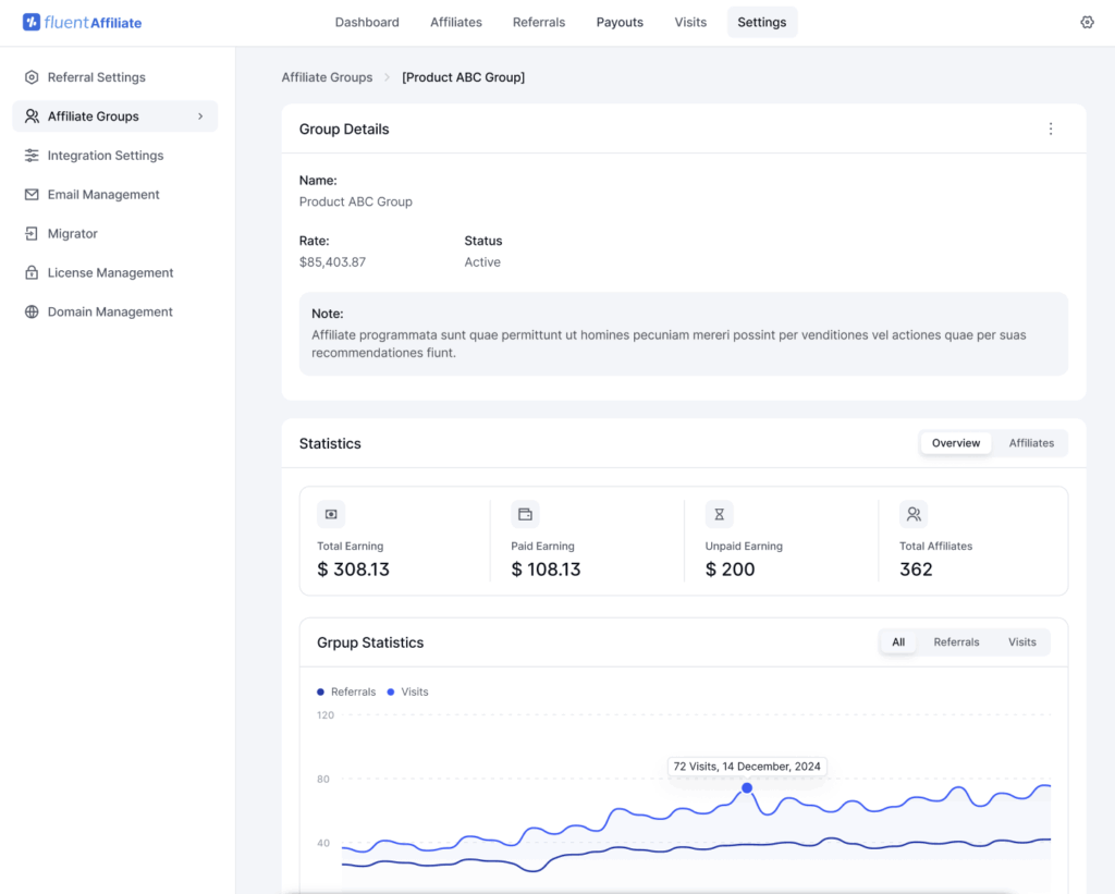 affiliate dashboard
