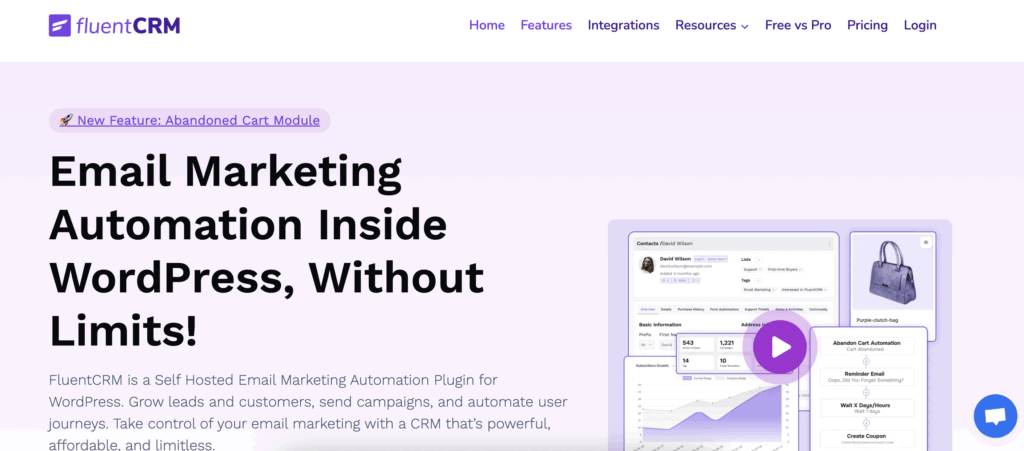 fluentcrm, email marketing automation tool in wordpress