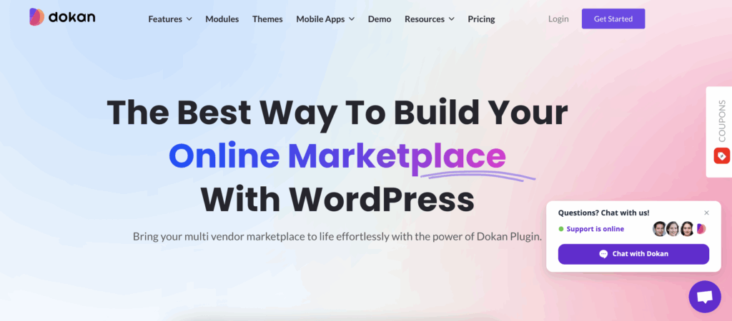 Dokan, online marketplace builder in wordpress