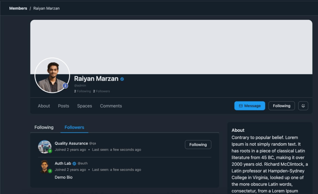 Follower notification button, fluentcommunity