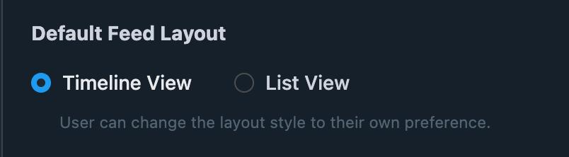 Default feed layout, fluentcommunituy