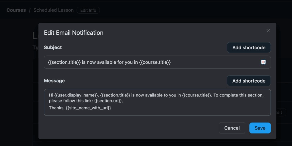 email notification for course enrollments, fluentcommunity