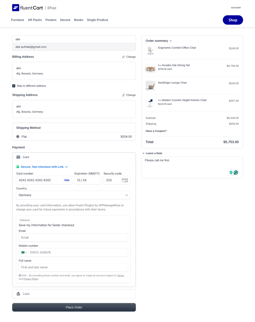 checkouts, and payments, fluentcart