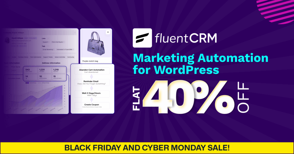 fluentCRM, WordPress, Black Friday Cyber Monday sale