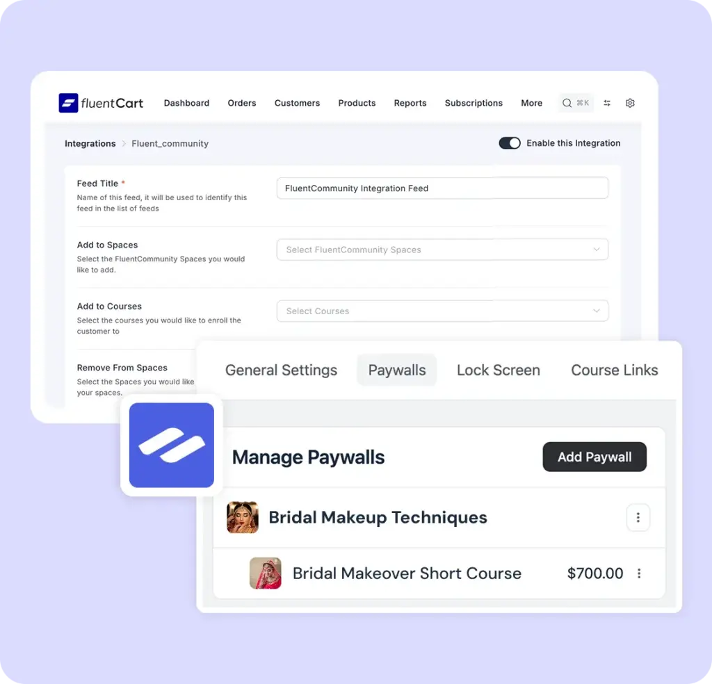 FluentCart integrates with FluentCommunity.