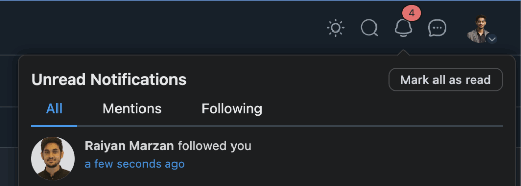 FluentCommunity app notification when user follows