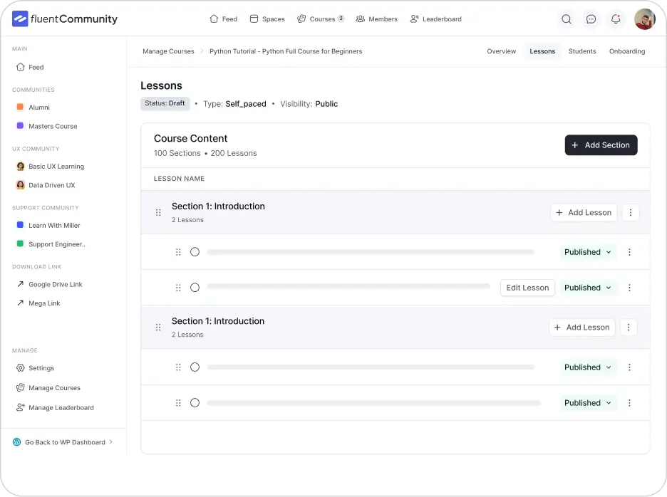 FluentCommunity Lesson Module