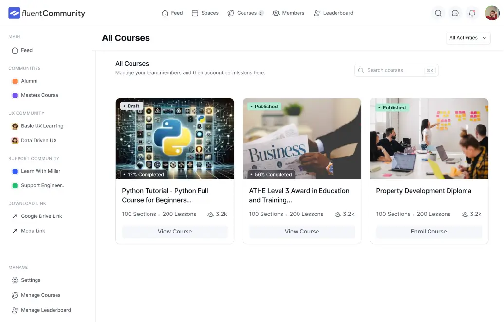 FluentCommunity Courses