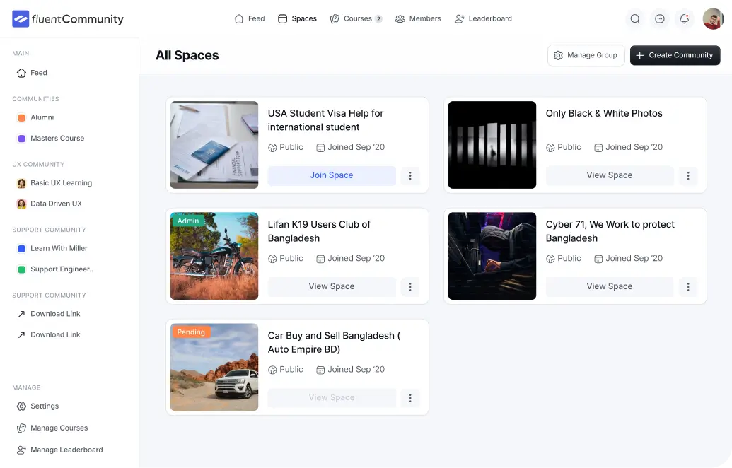 Spaces fluentcommunity