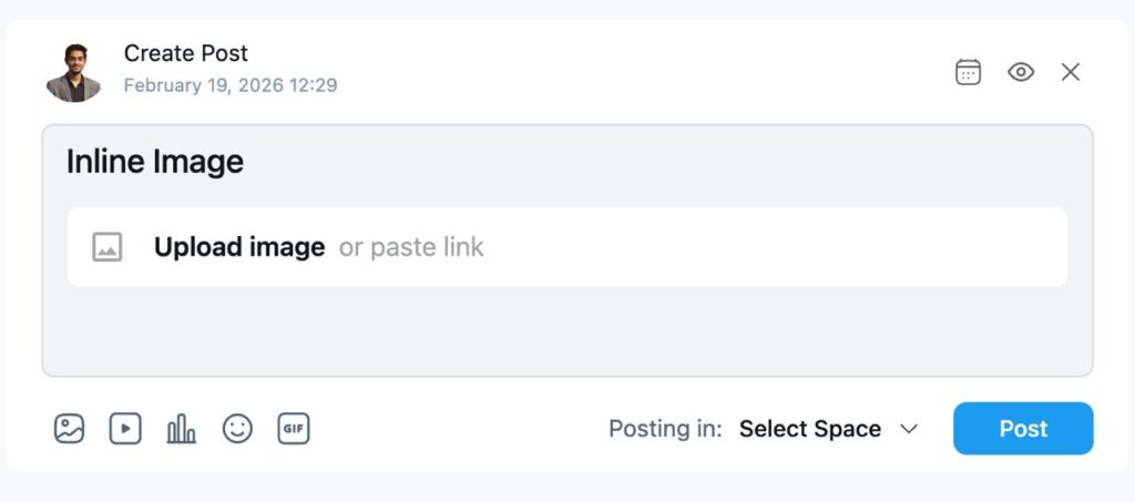 Inline image on the feed, FluentCommunity
