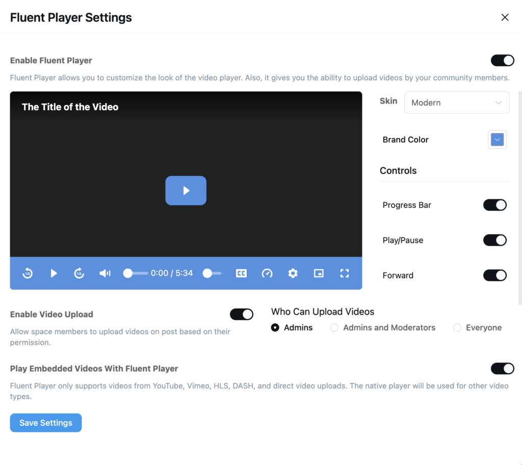 FluentPlayer integration, WordPress