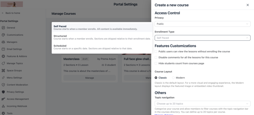 enrollment type, fluentcommunity