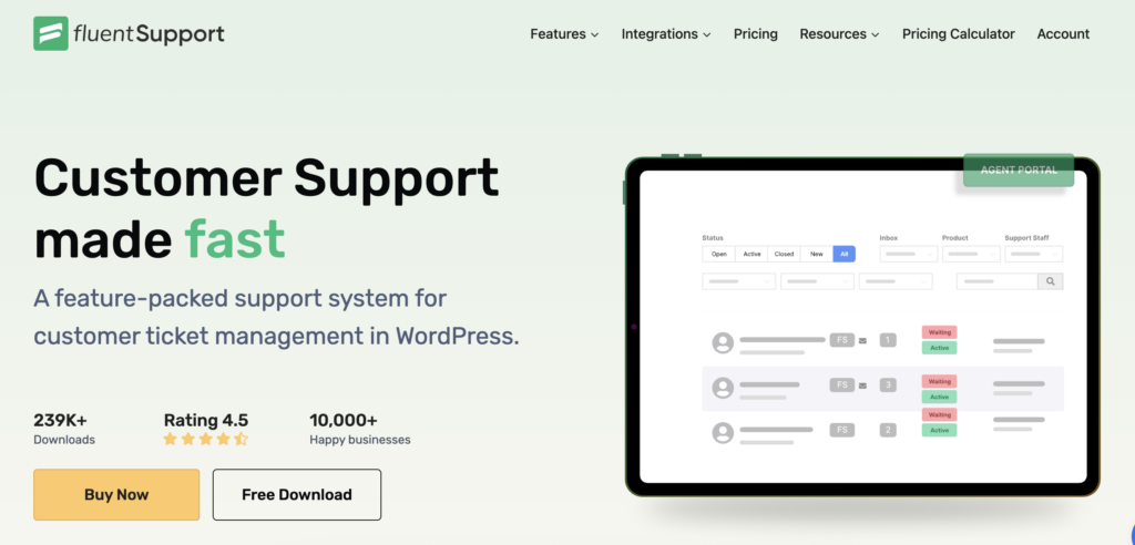 fluentsupport, wordpress