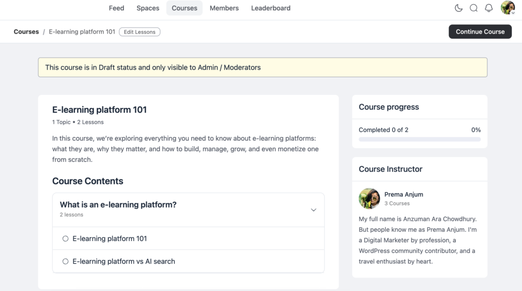course editor, fluentcommunity