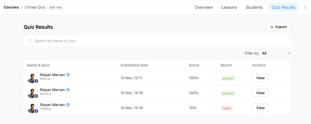 quiz result, wordpress