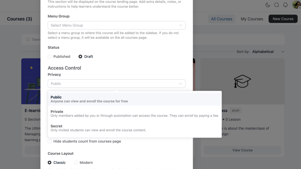 New course, fluentcommunity