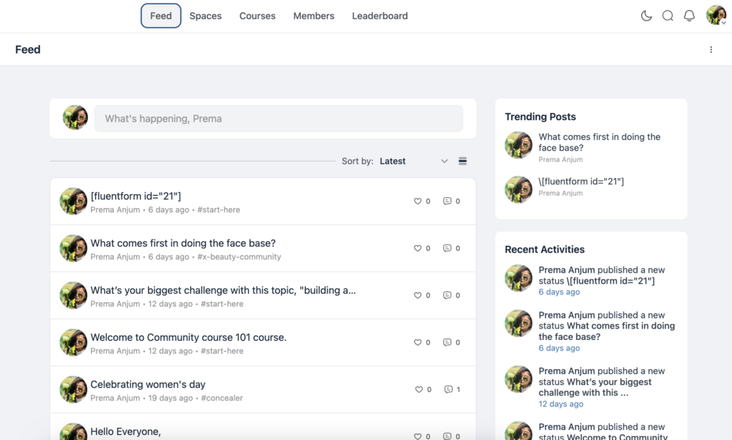 activity feeds, fluentcommunity