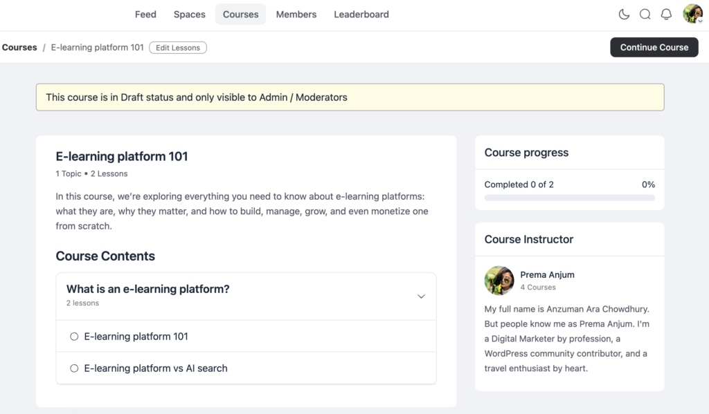 course builder, fluentcommunity