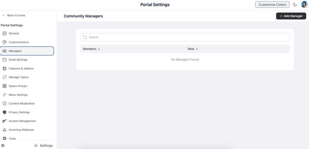 user managers, fluentcommunity