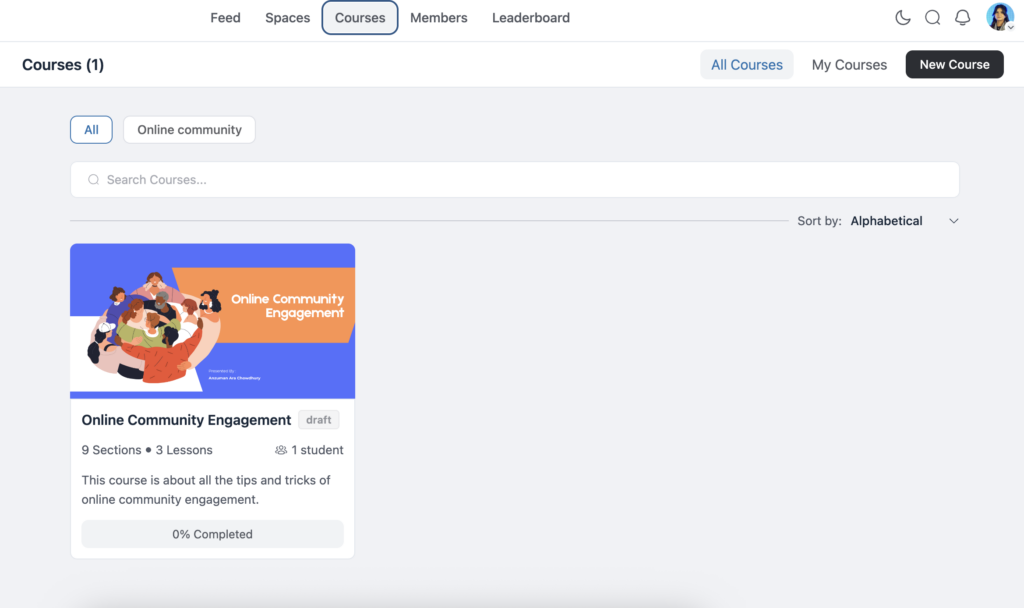 built-in course builder, fluentcommunity