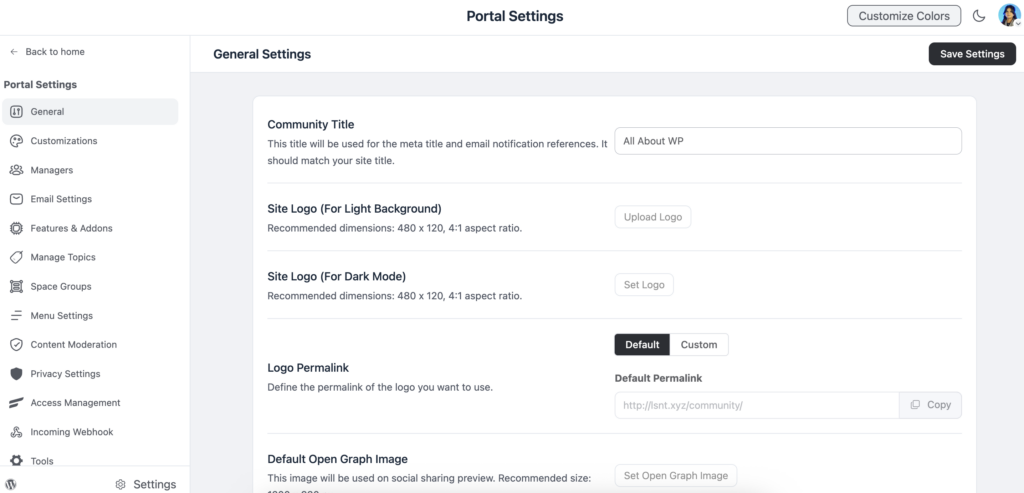 custom community, wordpress