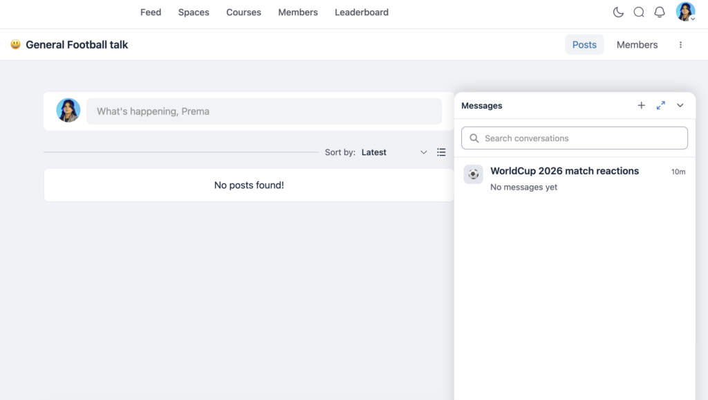 Real-time chat, fluentcommunity