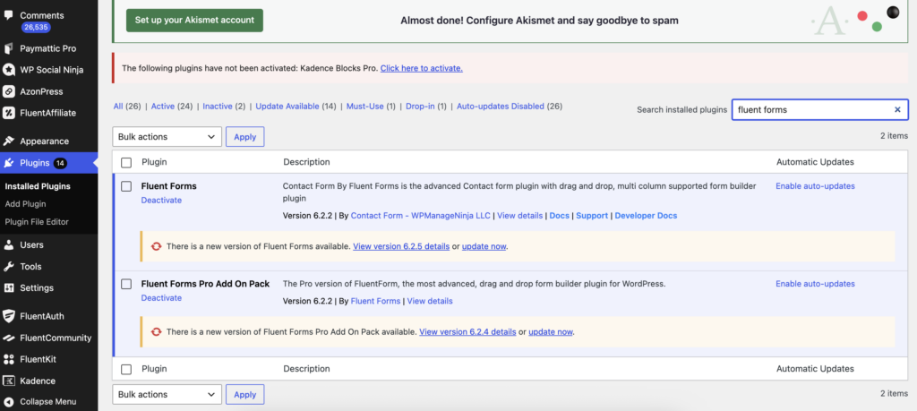 fluent forms, WordPress
