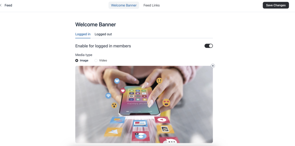 welcome banner, feed customization, fluentcommunity