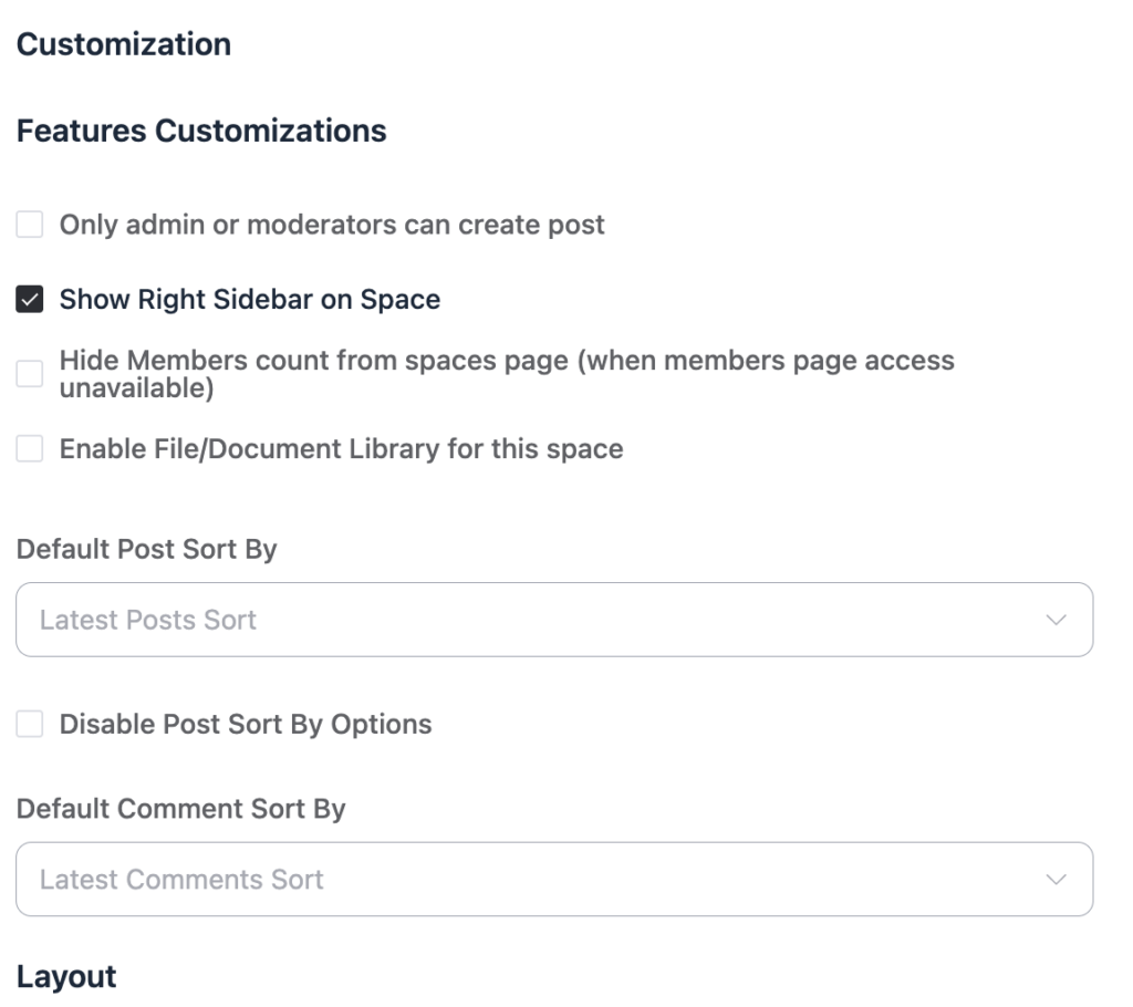 Features customization