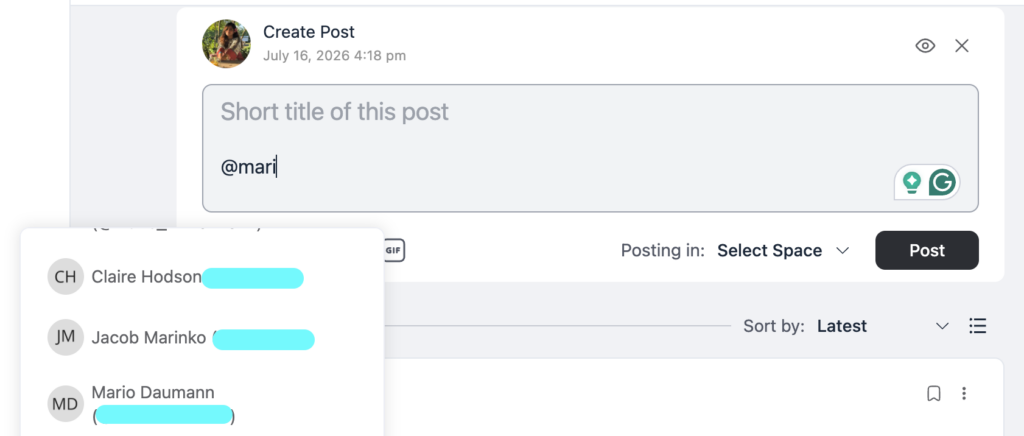 mentions, FluentCommunity