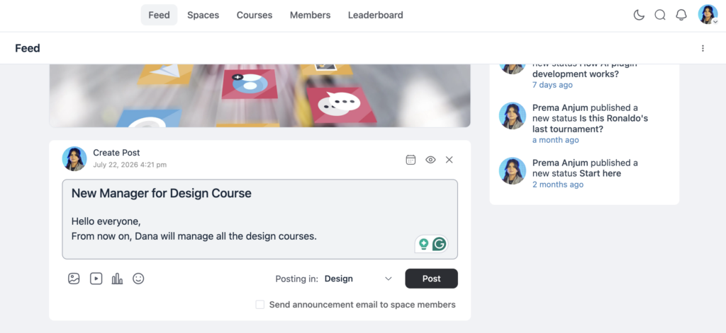 News feed, fluentcommunity