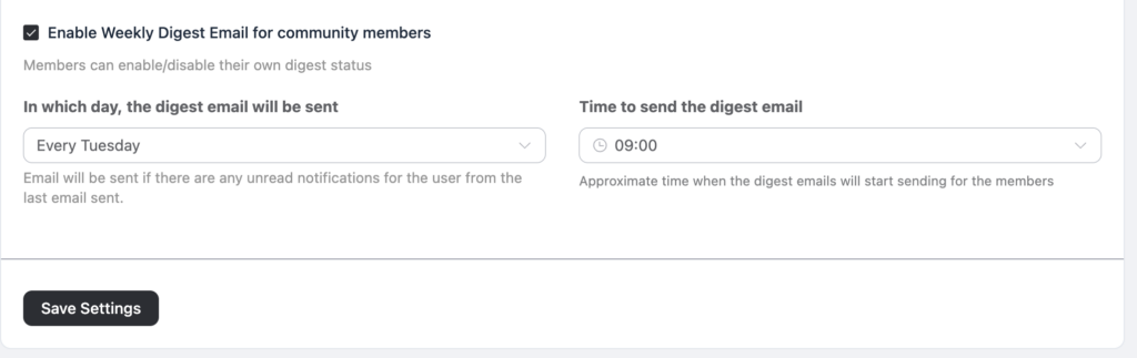 enable weekly digest