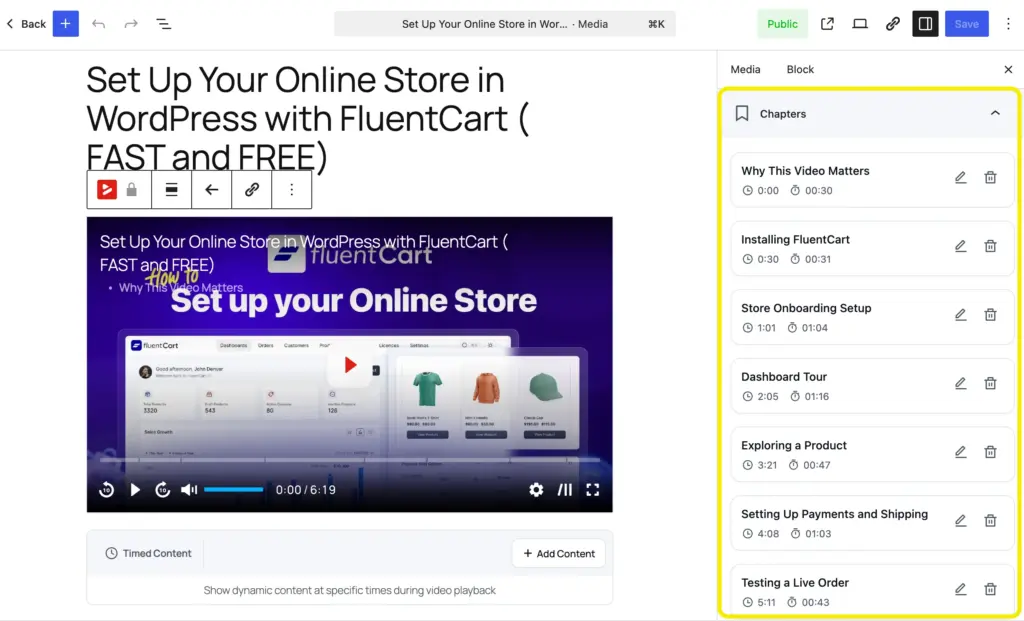 FluentPlayer course lesson chapter
