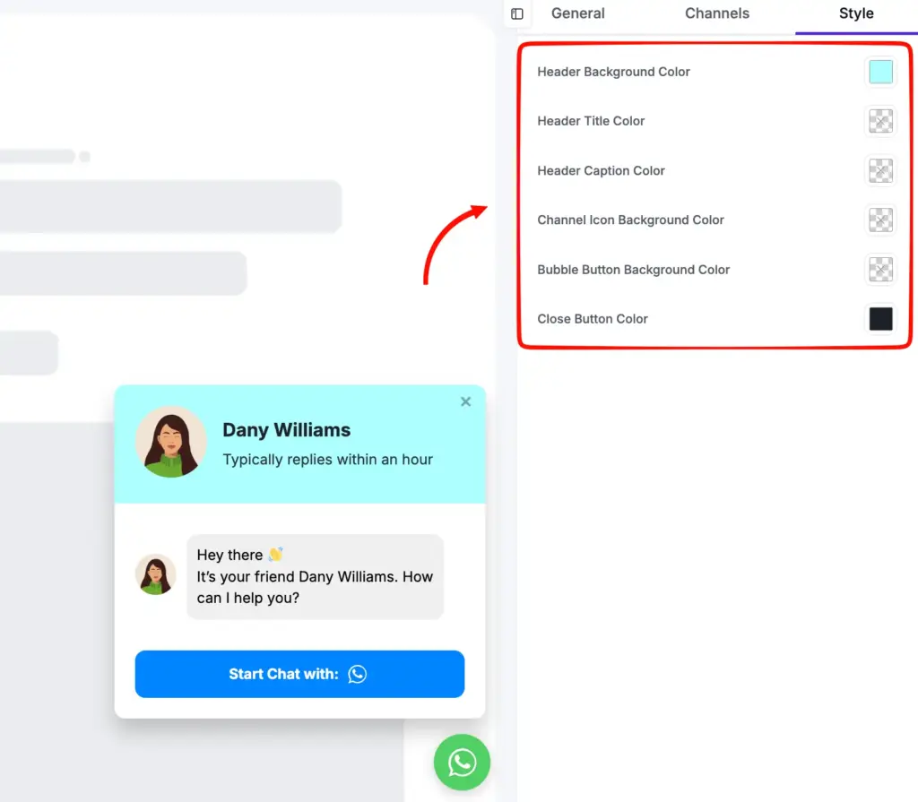 chat widget styling options by wp social ninja