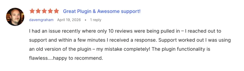 user praising simple set up process of wp social ninja