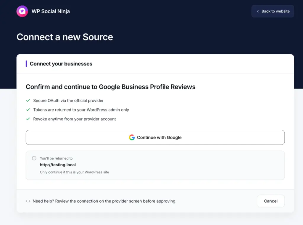 one click sign in option for google reviews collection with wp social ninja