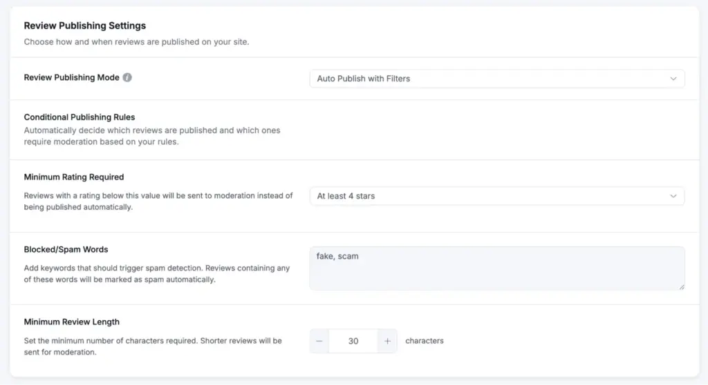 wp social ninja auto publish rules for business reviews