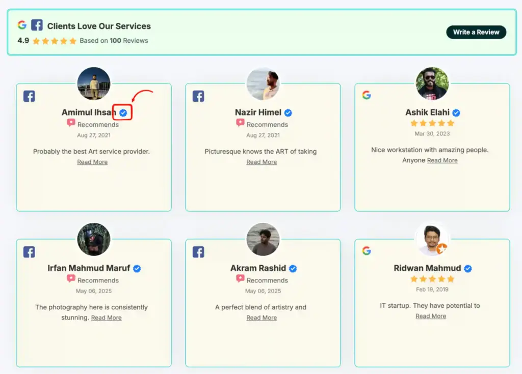 verified reviewer badge for business reviews
