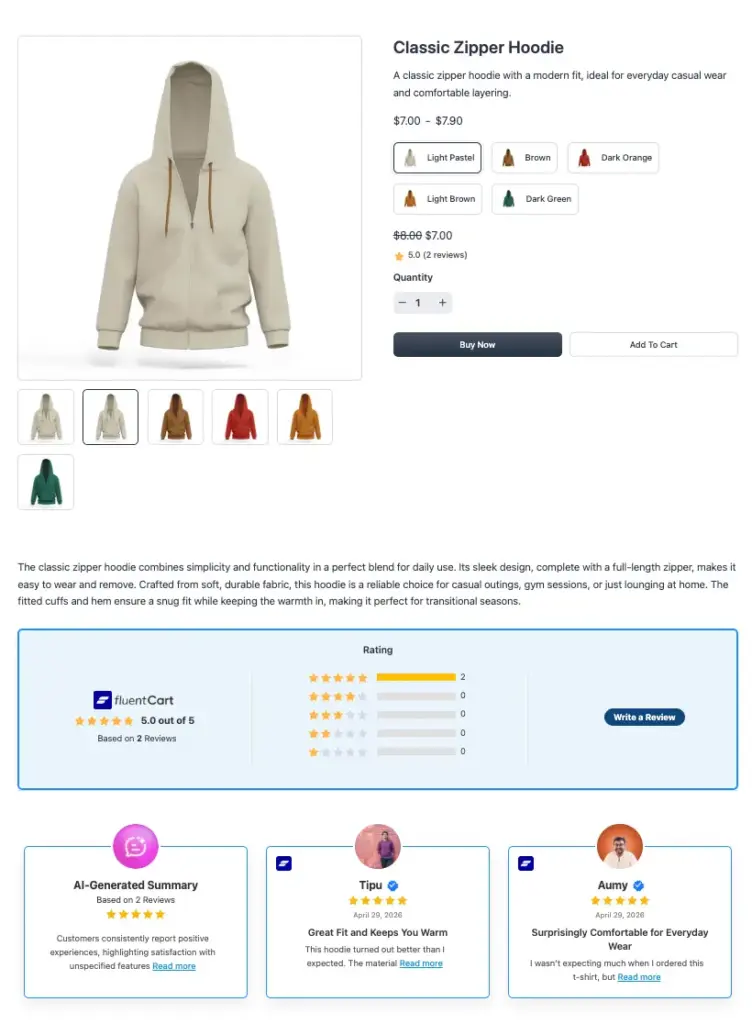 fluentcart store review collected by wp social ninja