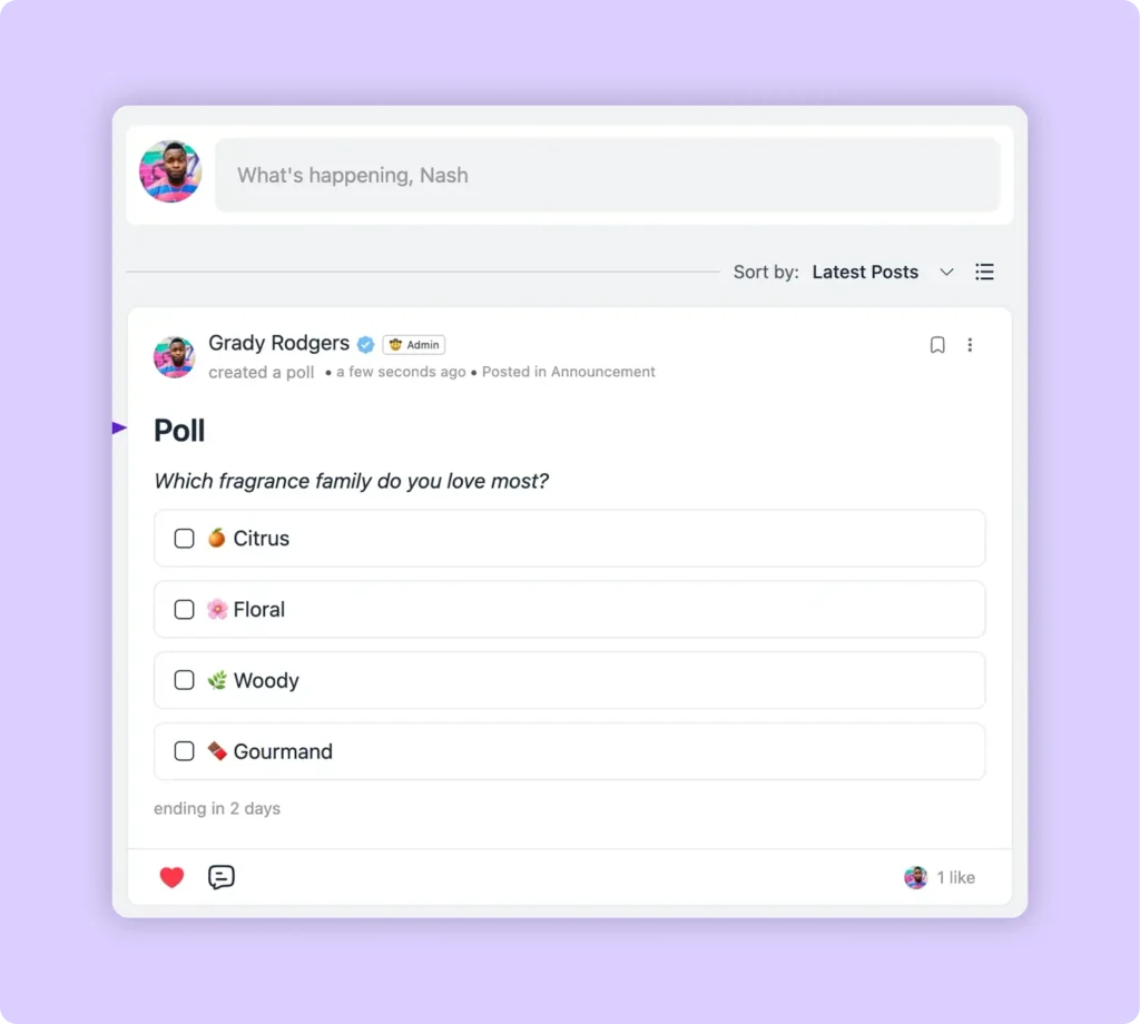 FluentCommunity poll