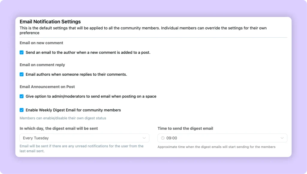 fluentcommunity email settings