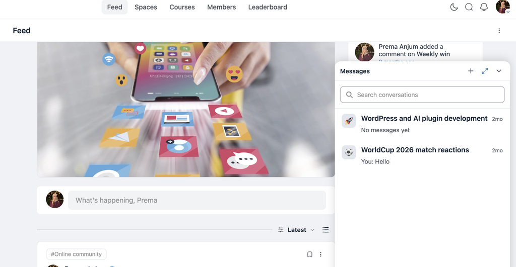 private messaging, fluentcommunity