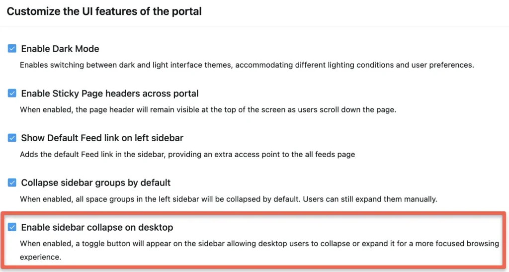 collapsible sidebar on desktop